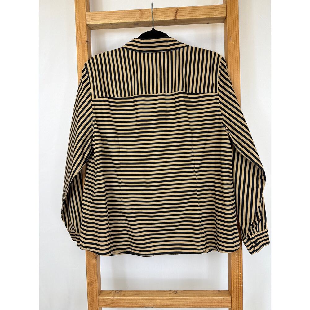 Chicos Black and Tan Striped Button Up Long Sleeve Shirt Size L - Picture 4 of 8